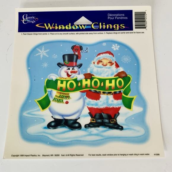 Vintage Classic Clings Christmas Window Clings Decorations 1999 Lot of 6 - Picture 9 of 11
